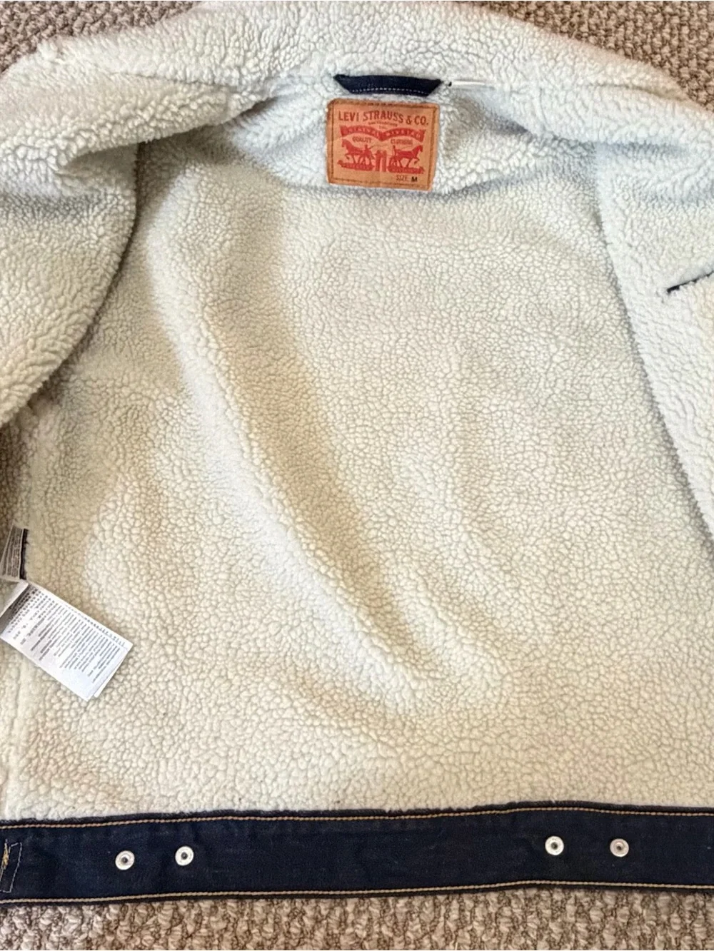 Levi's Dark Blue Denim Jacket with Cream Sherpa Collar